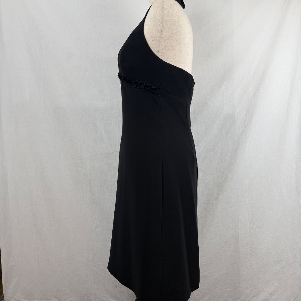 Amanda Smith LBD Black Halter Dress Midi Vintage Size 12 Wedding Guest